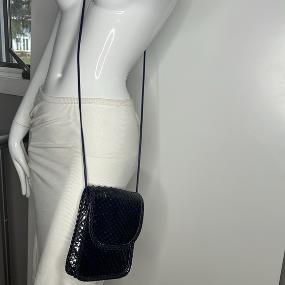 Carlos Falchi Dark Purple Eggplant Python Crossbody Bag - Picture 8 of 11